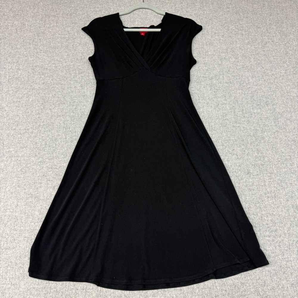 Merona A-Line Dress Size S Black Surplice V-Neck Empire Waist Cap Sleeve Midi